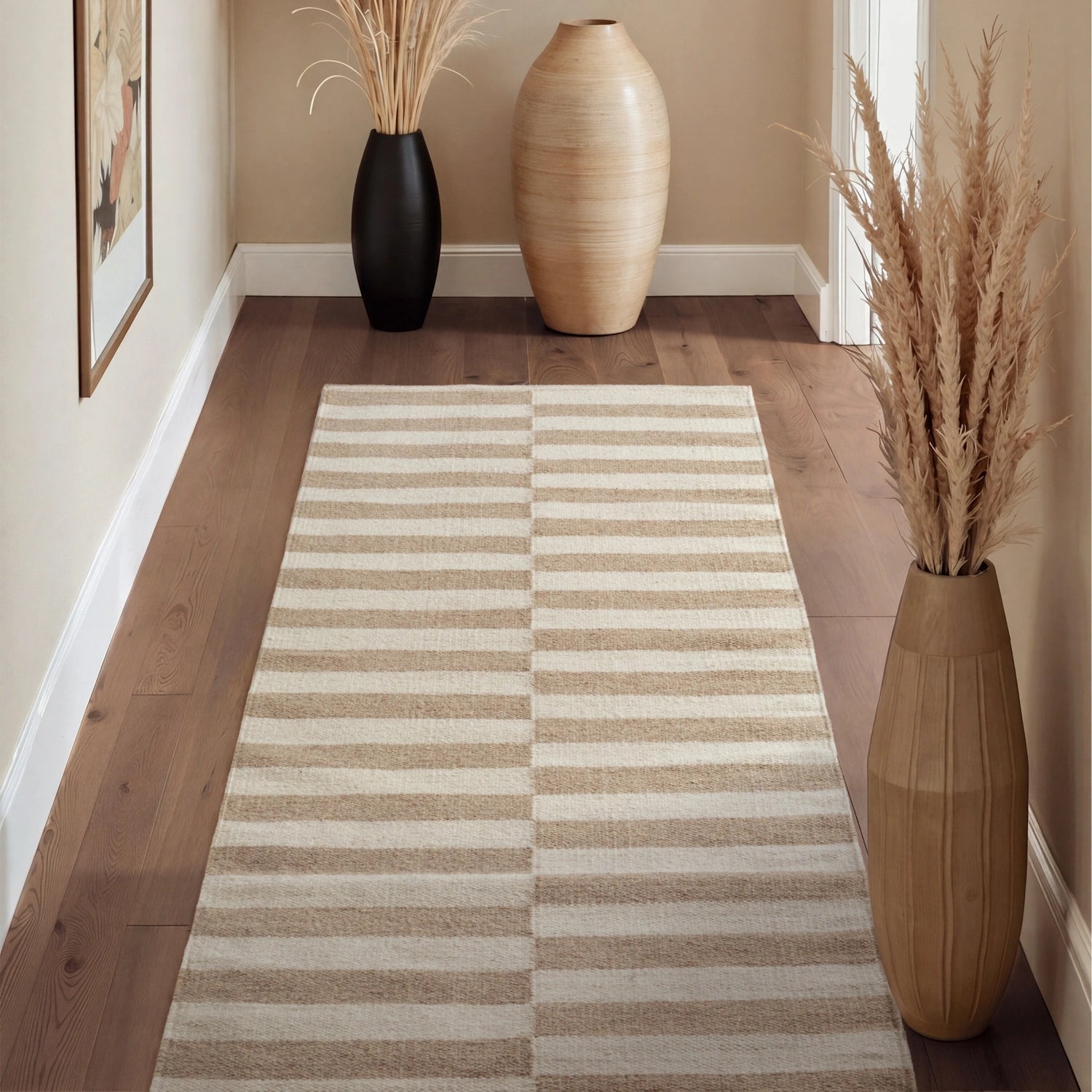 Tapis Laine fait main Beige et Crème S