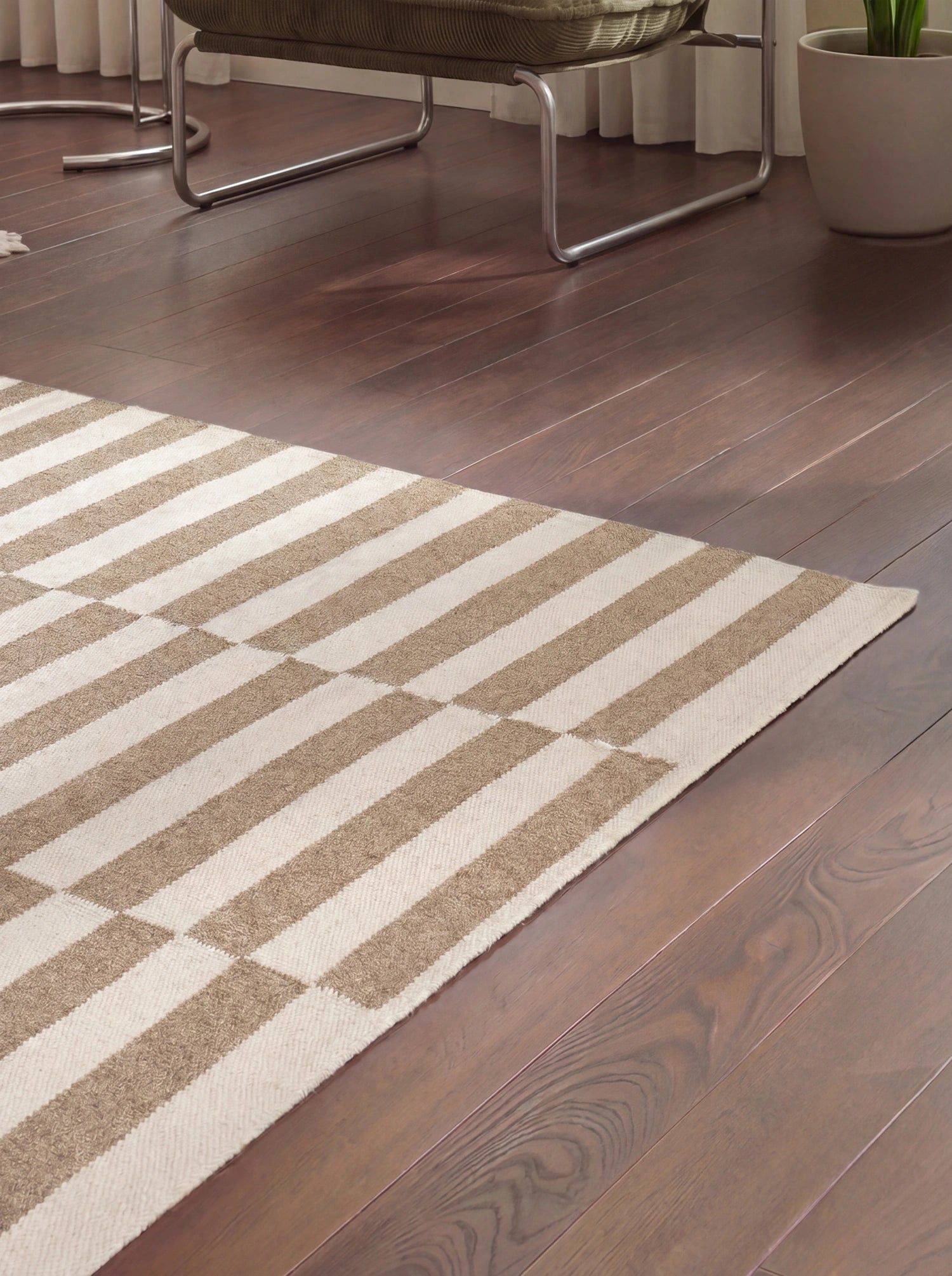 Tapis Laine fait main Beige et Crème M/L