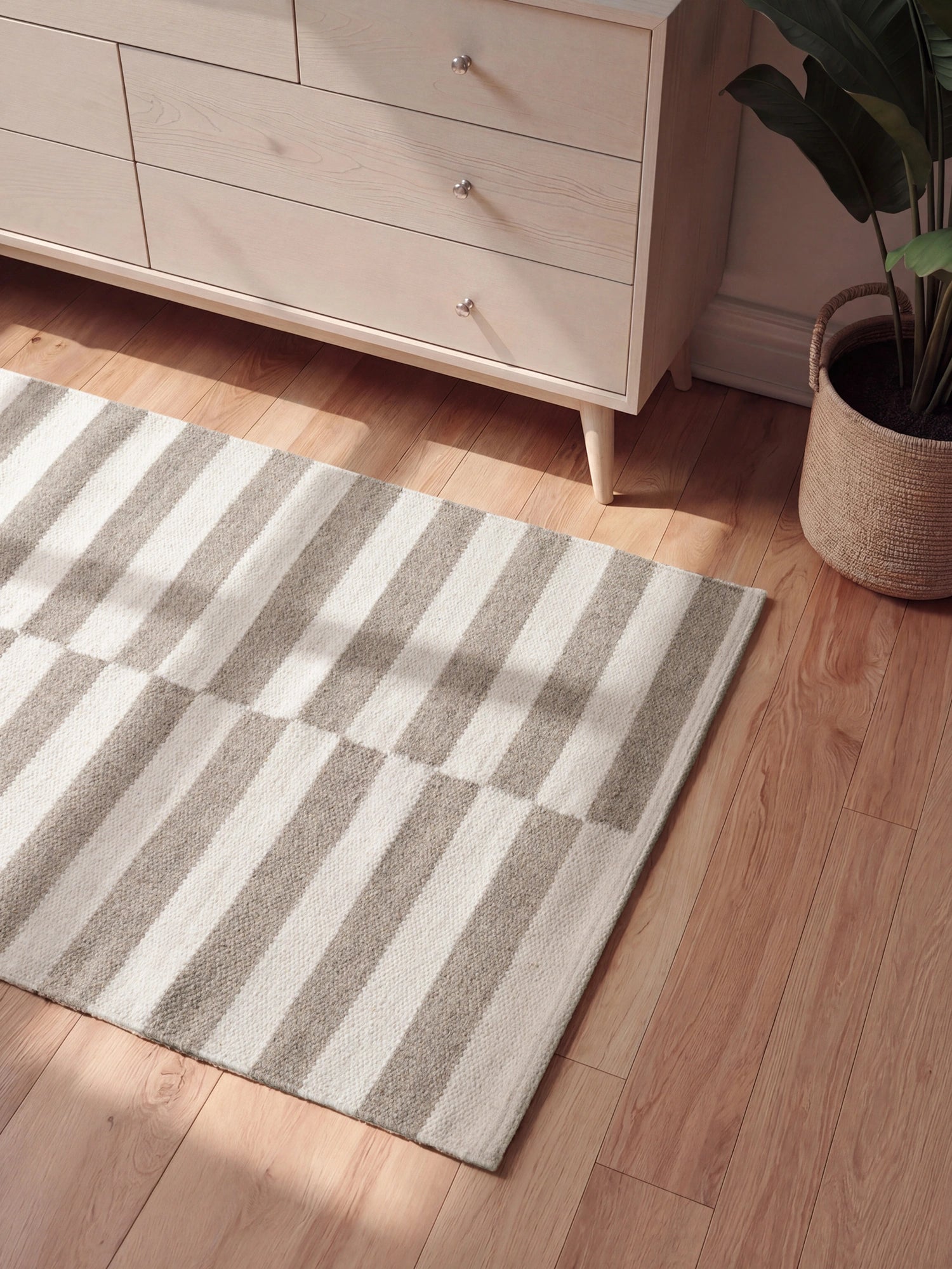Tapis Laine fait main Gris et Crème XS