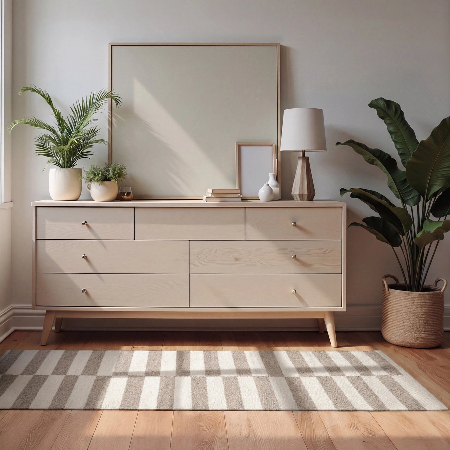 Tapis Laine fait main Gris et Crème XS