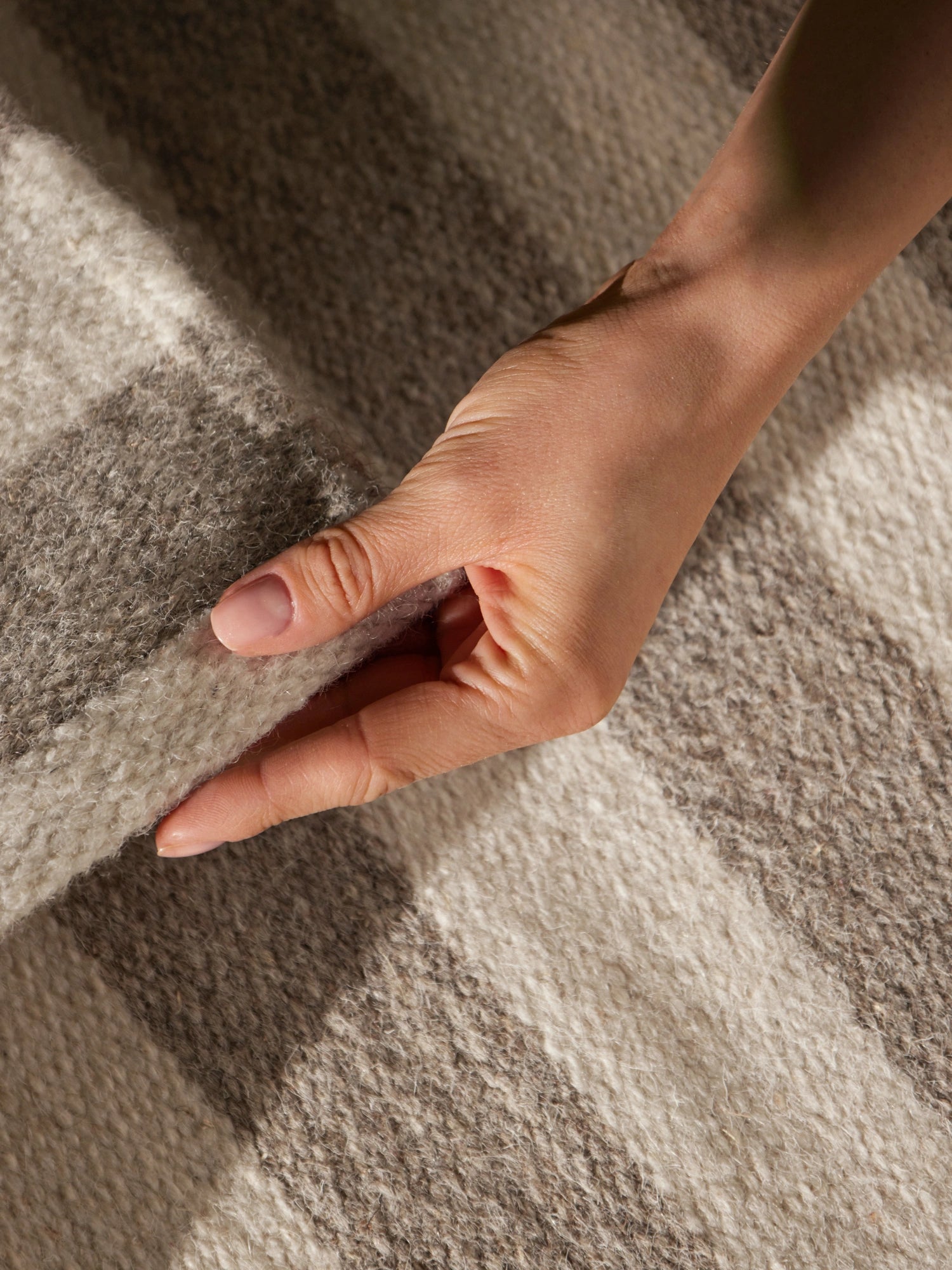 Tapis Laine fait main Gris et Crème S