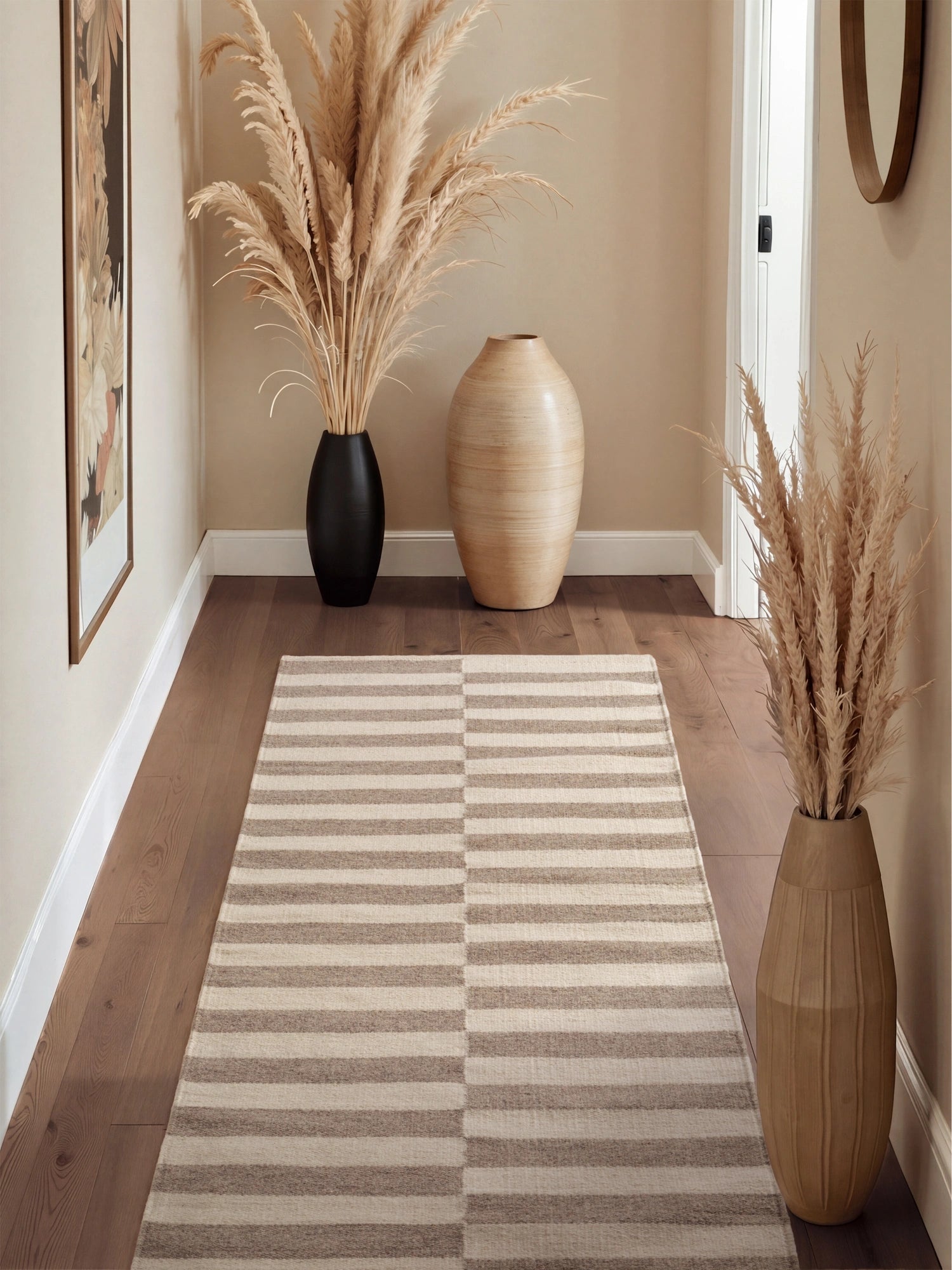 Tapis Laine fait main Gris et Crème S