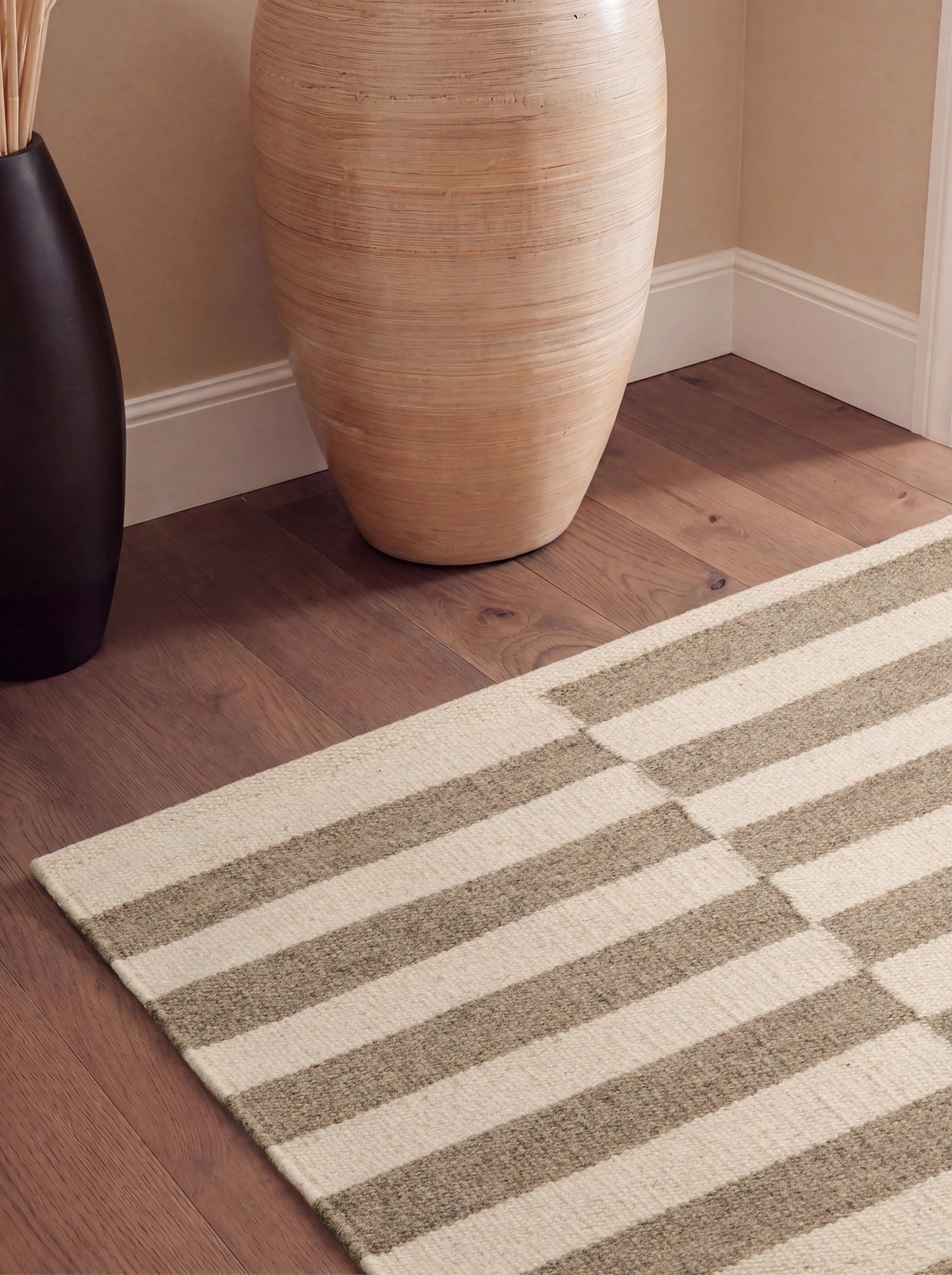 Tapis Laine fait main Gris et Crème S