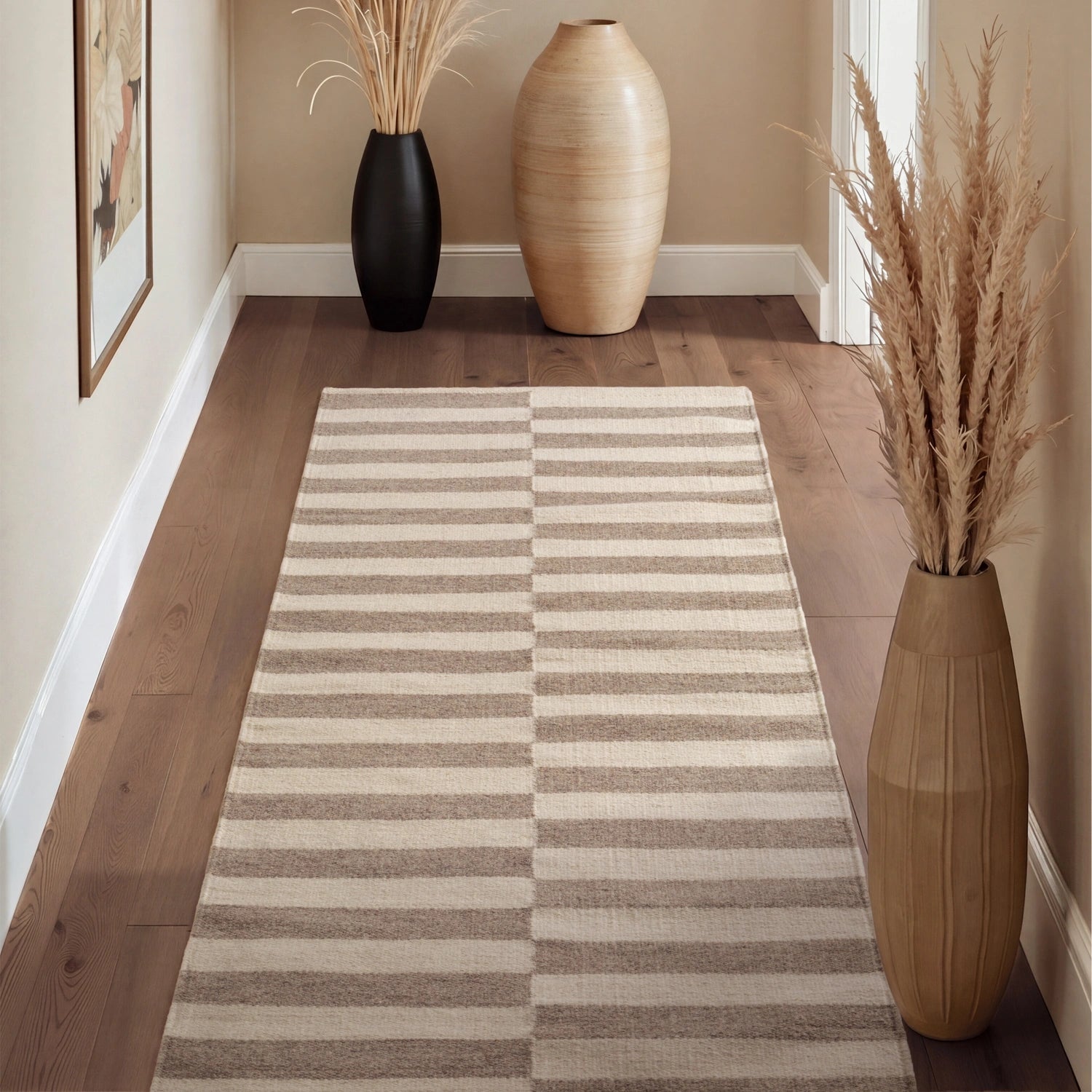 Tapis Laine fait main Gris et Crème S