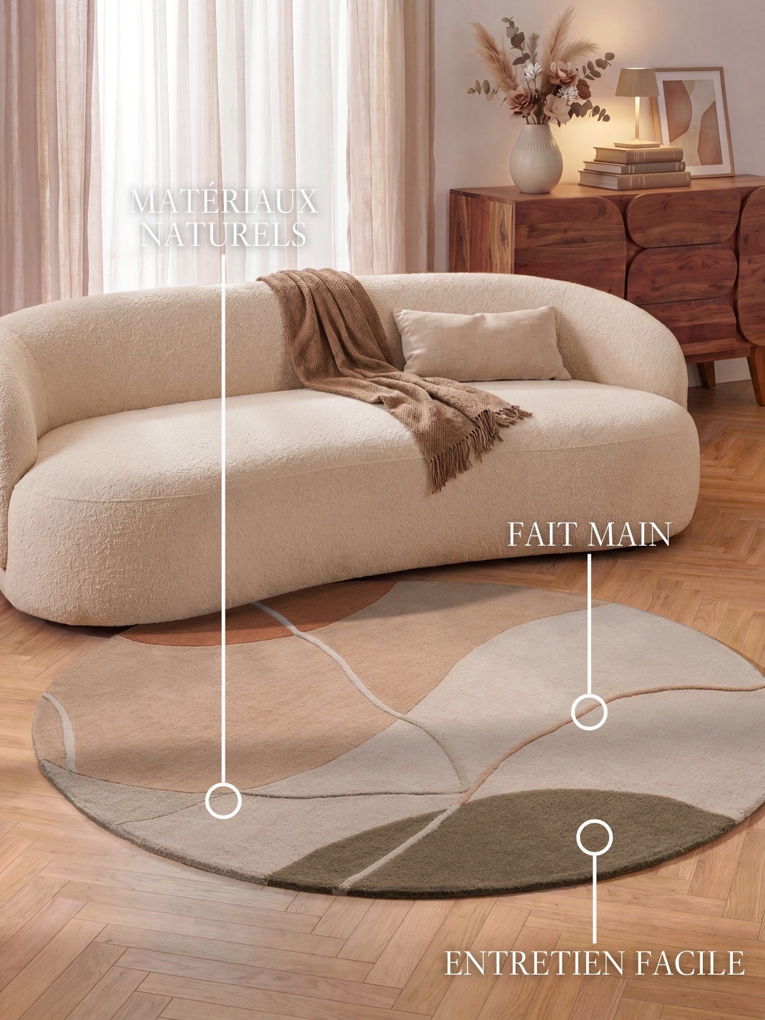 Tapis Rond en laine Arteo Crème Rose – Villeroy &amp; Boch