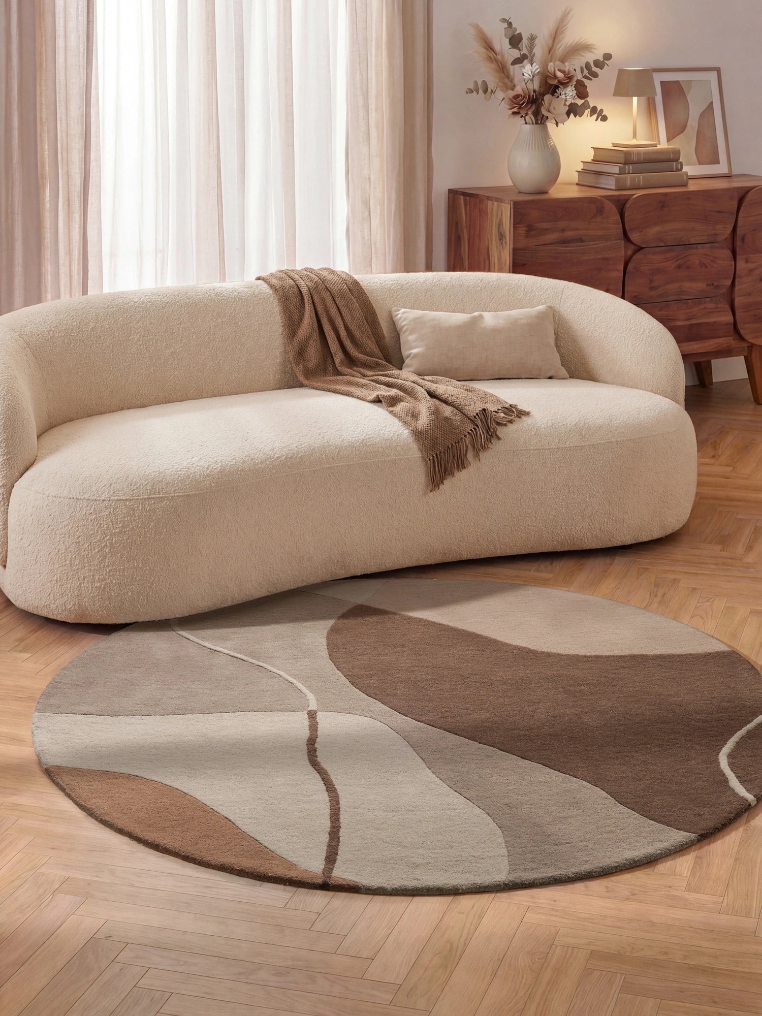 Tapis Rond en laine Muse Crème Marron – Villeroy &amp; Boch