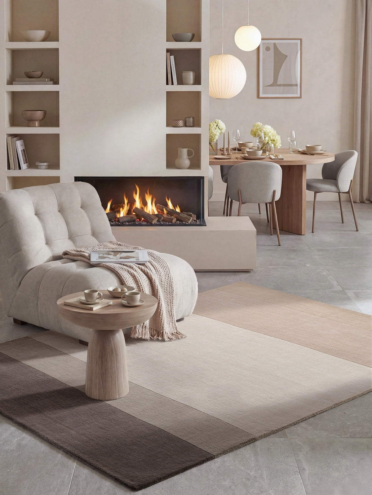 Tapis en laine Vendôme Crème et Marron – Villeroy &amp; Boch