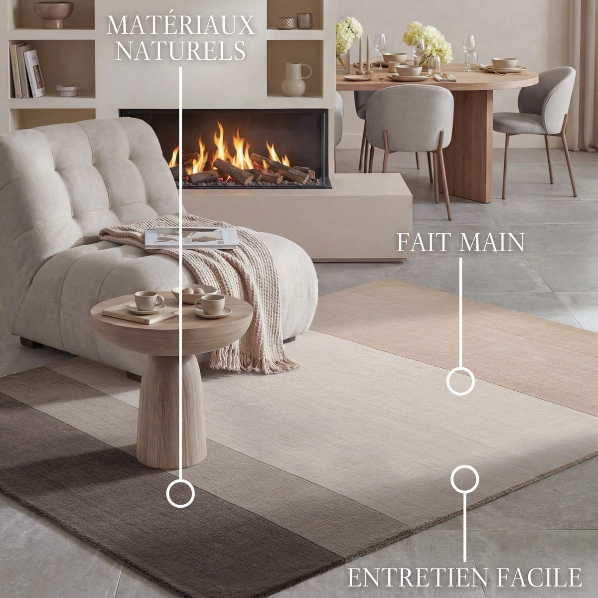 Tapis en laine Vendôme Crème et Marron – Villeroy &amp; Boch