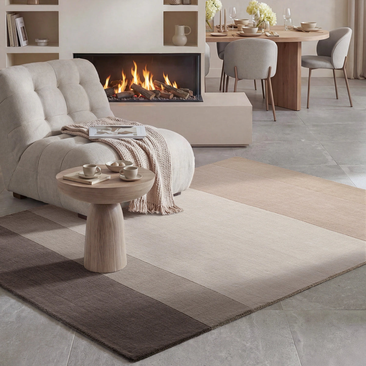 Tapis en laine Vendôme Crème et Marron – Villeroy &amp; Boch