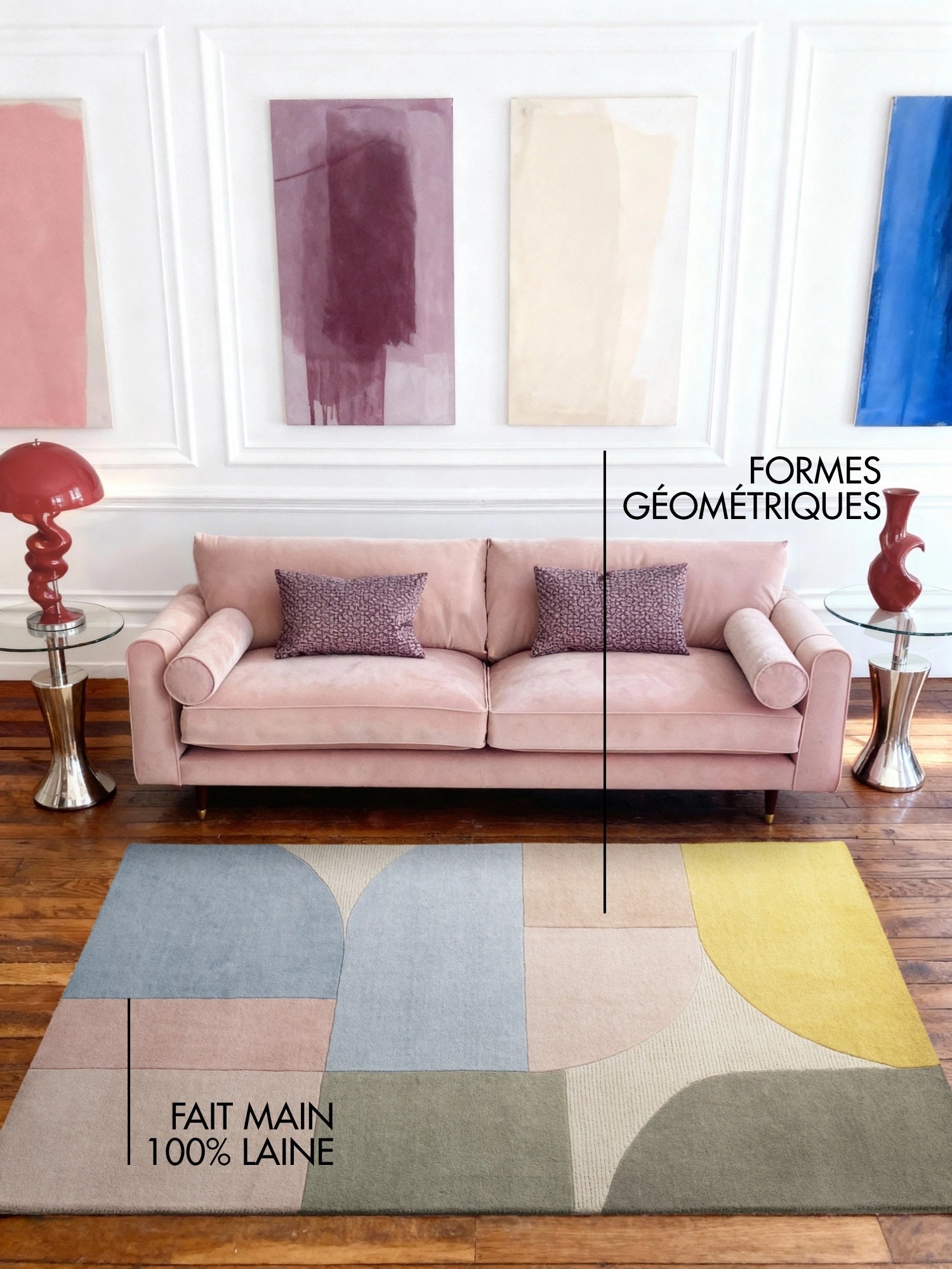 Tapis en Laine Beige Multicolore Orica