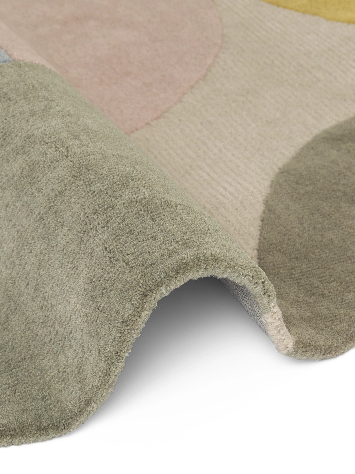 Tapis Rond en Laine Beige Multicolore Orica