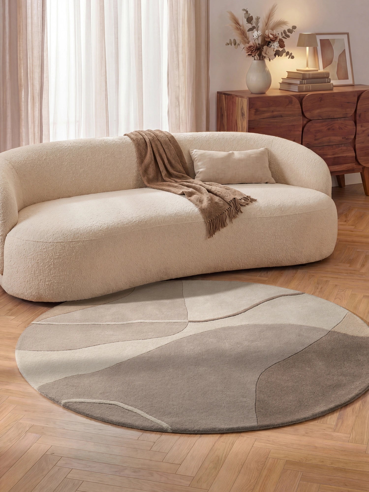 Tapis Rond en laine Virelle Crème Beige – Villeroy &amp; Boch