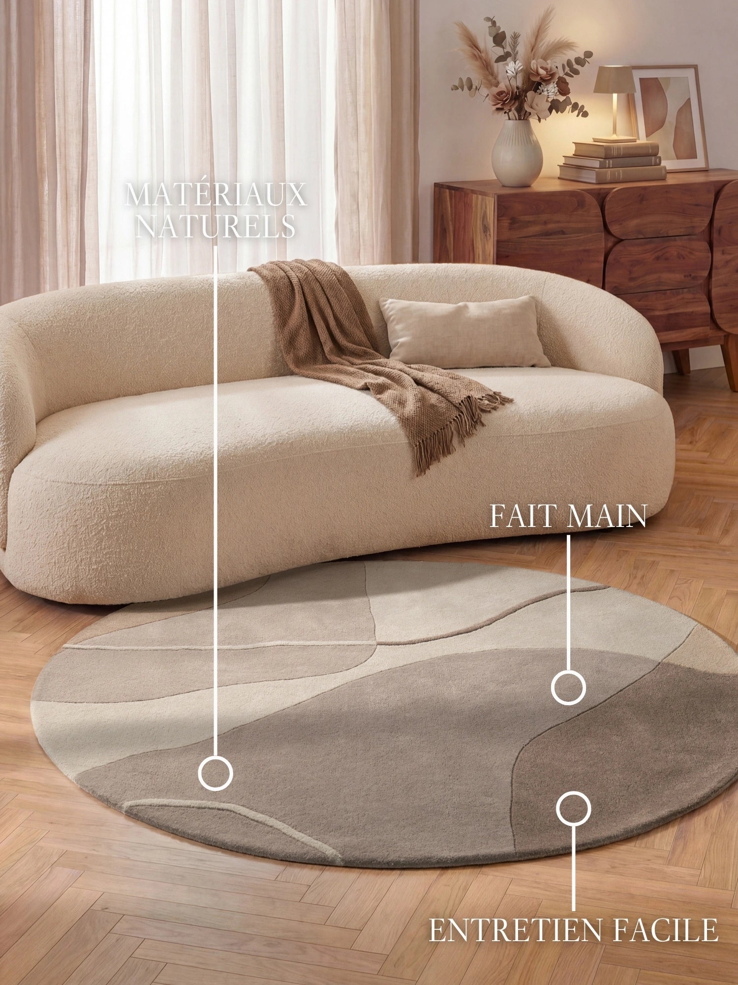 Tapis Rond en laine Virelle Crème Beige – Villeroy &amp; Boch
