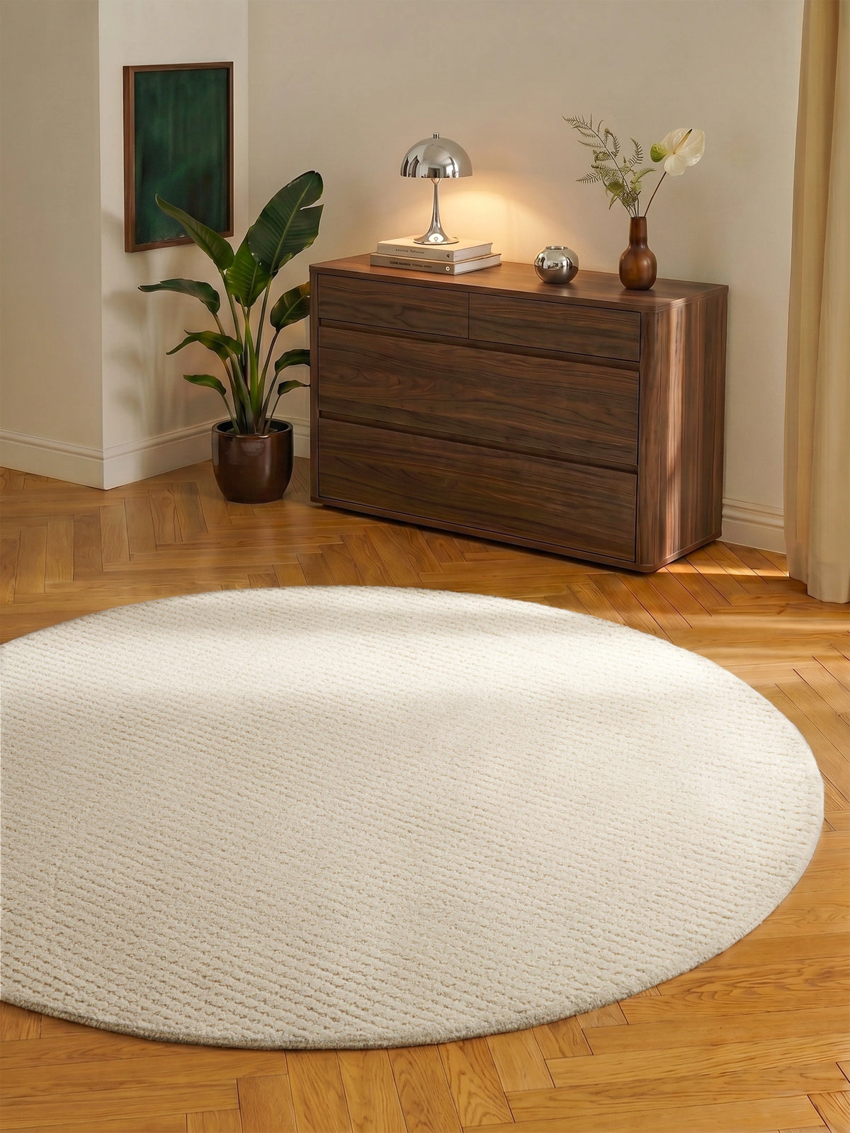Tapis rond en Laine Adèle Crème
