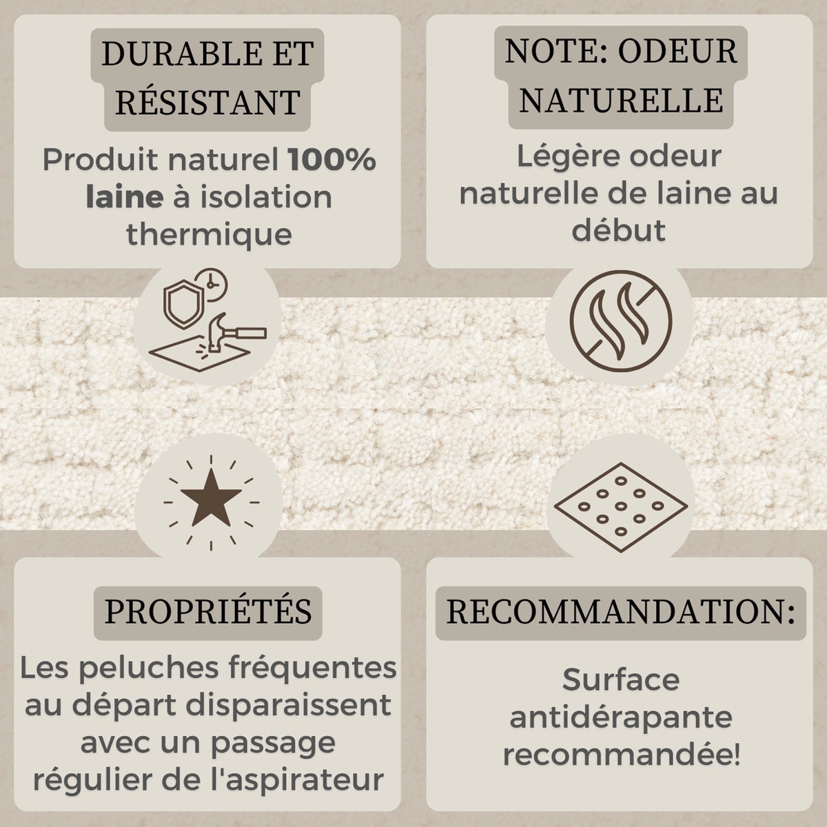 Tapis en Laine Adèle Crème