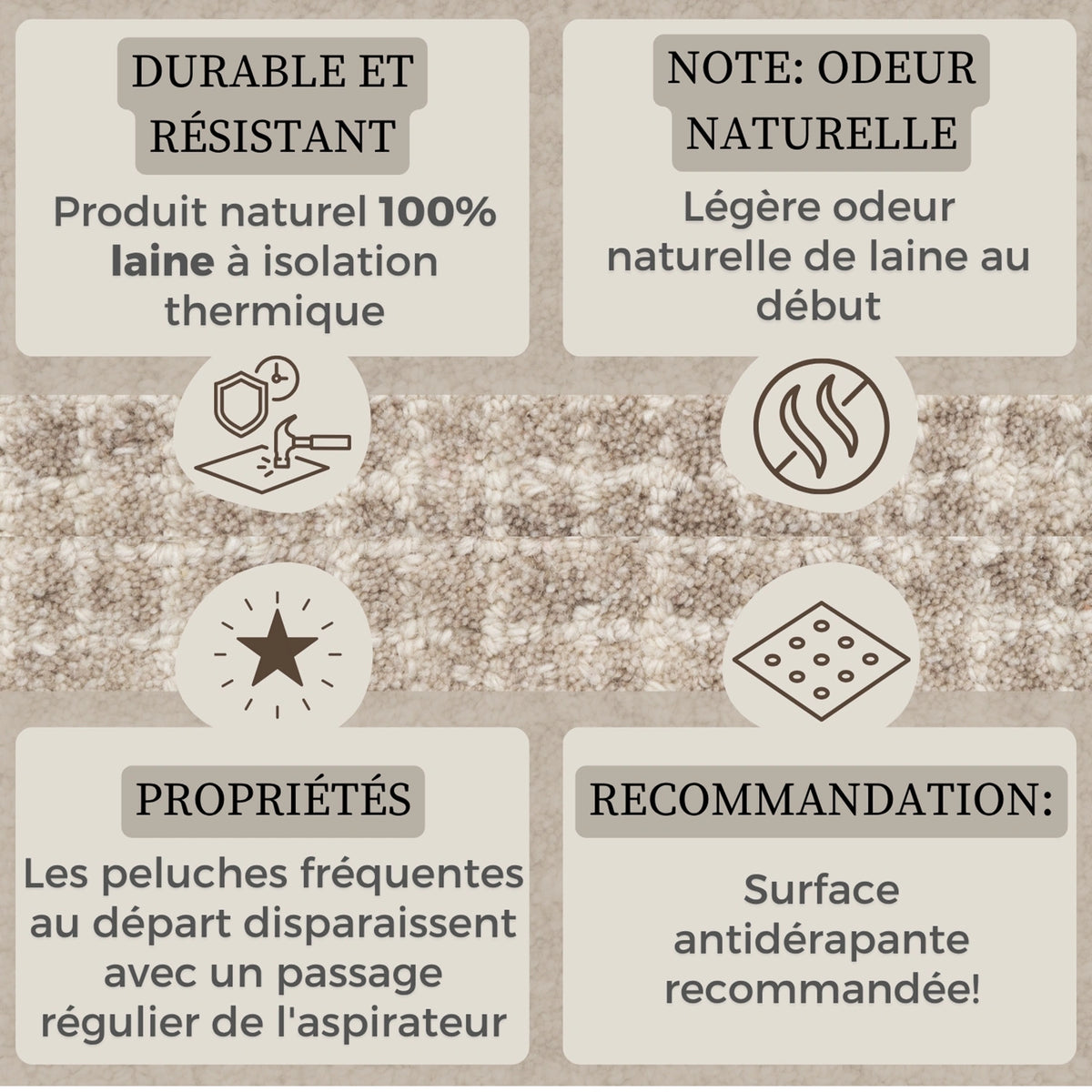 Tapis en Laine Adèle Crème &amp; Gris