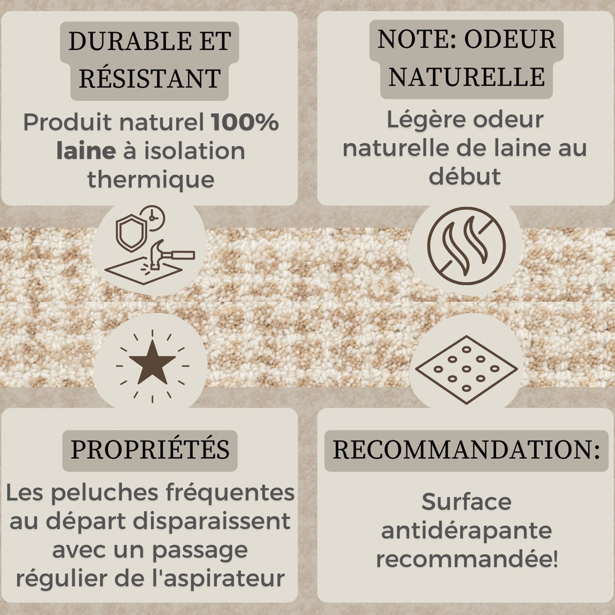 Tapis en Laine Adèle Crème Lin