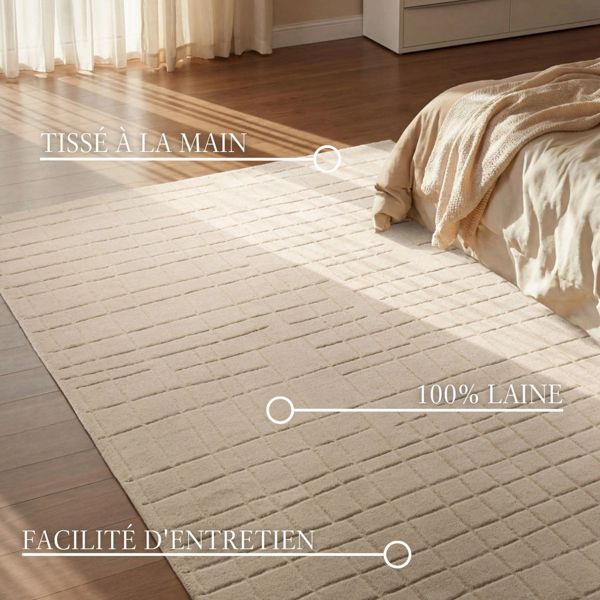Tapis en Laine à Carreaux Crème - Villeroy &amp; Boch