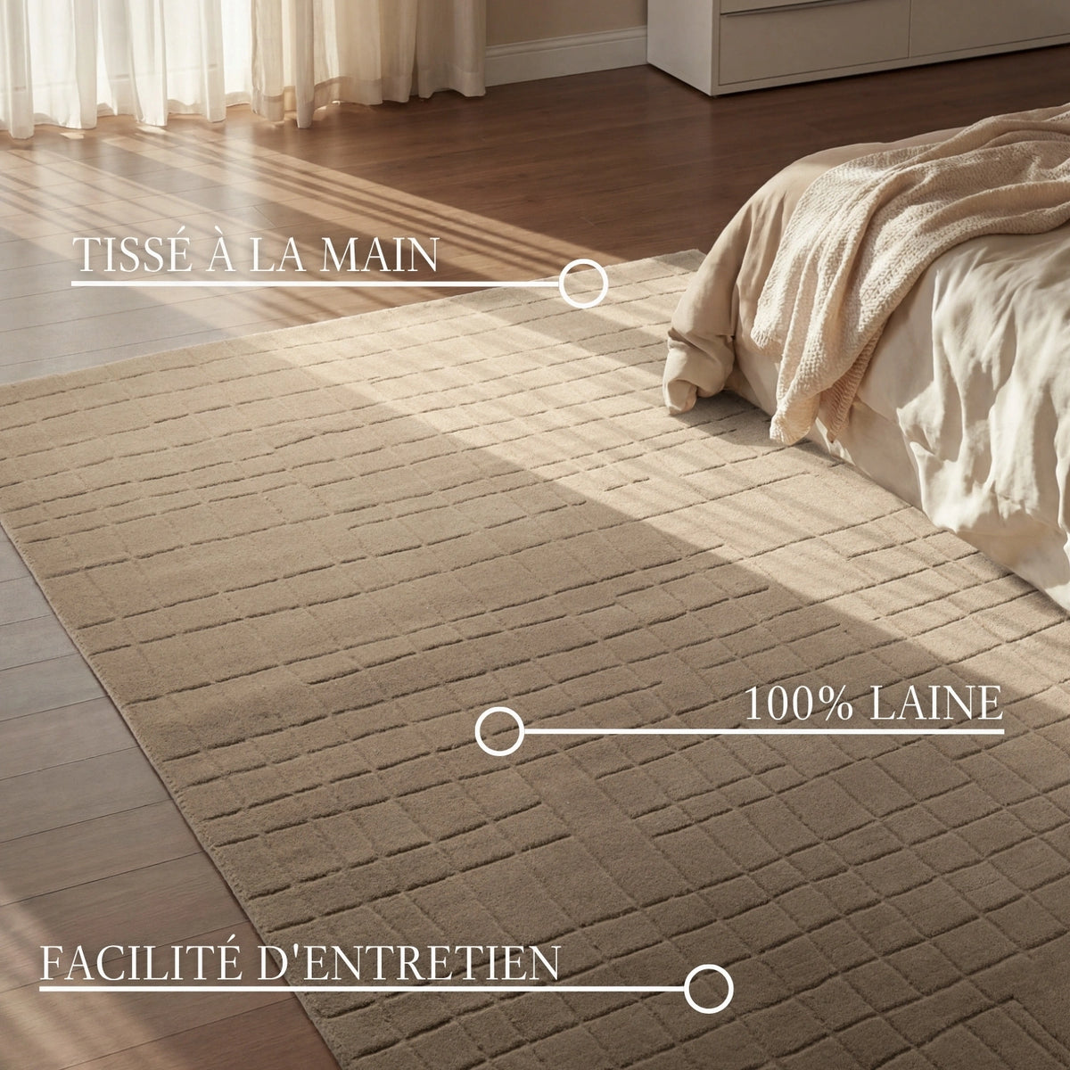 Tapis en Laine à Carreaux Beige - Villeroy &amp; Boch