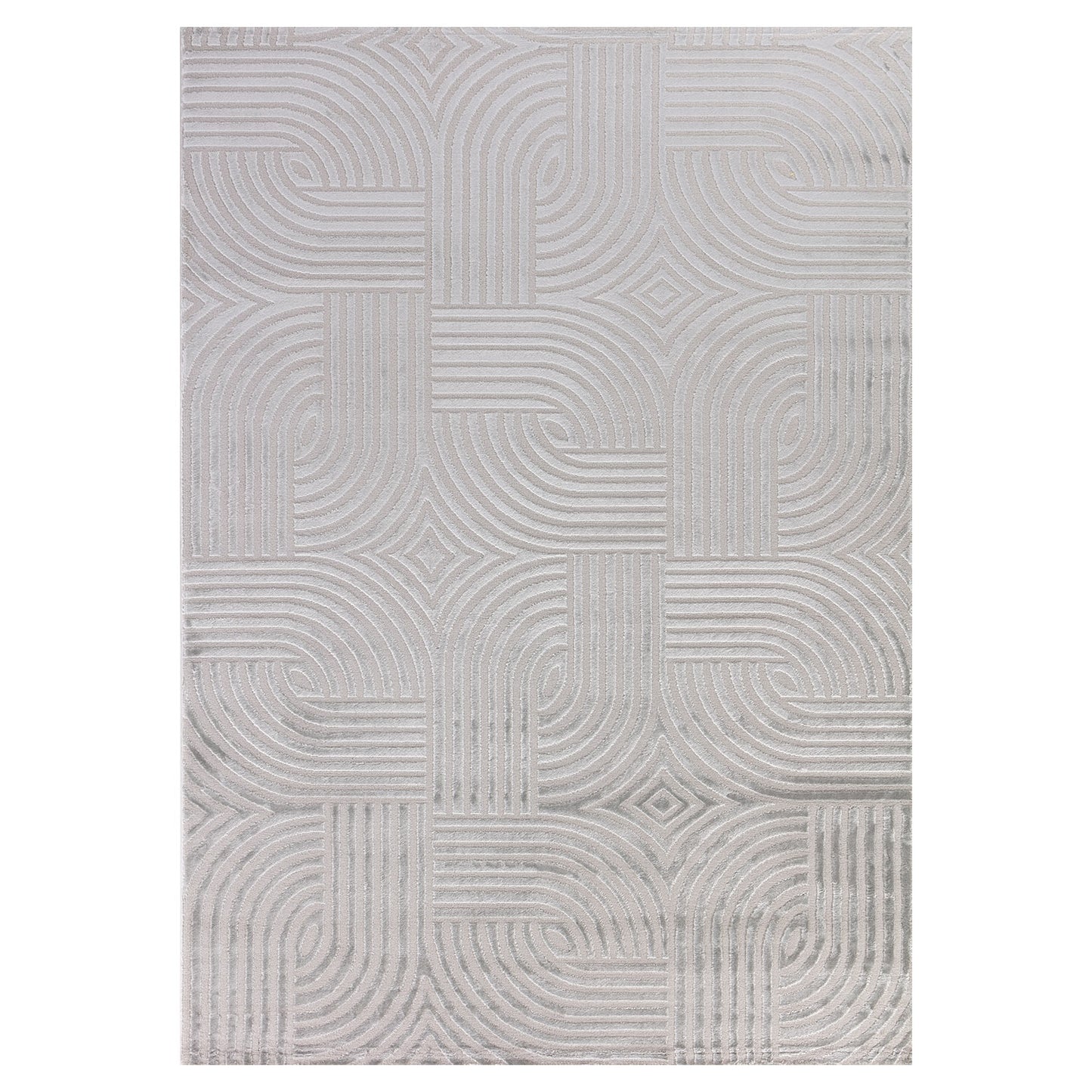 Tapis 70's laineux à motif en relief - Gris