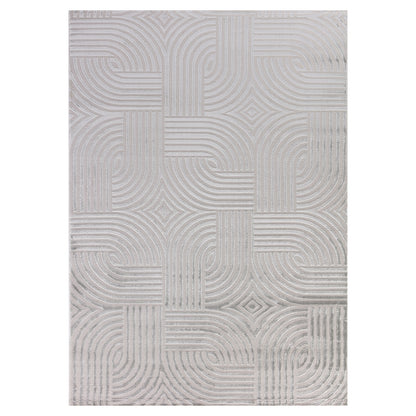 Tapis 70's laineux à motif en relief - Gris