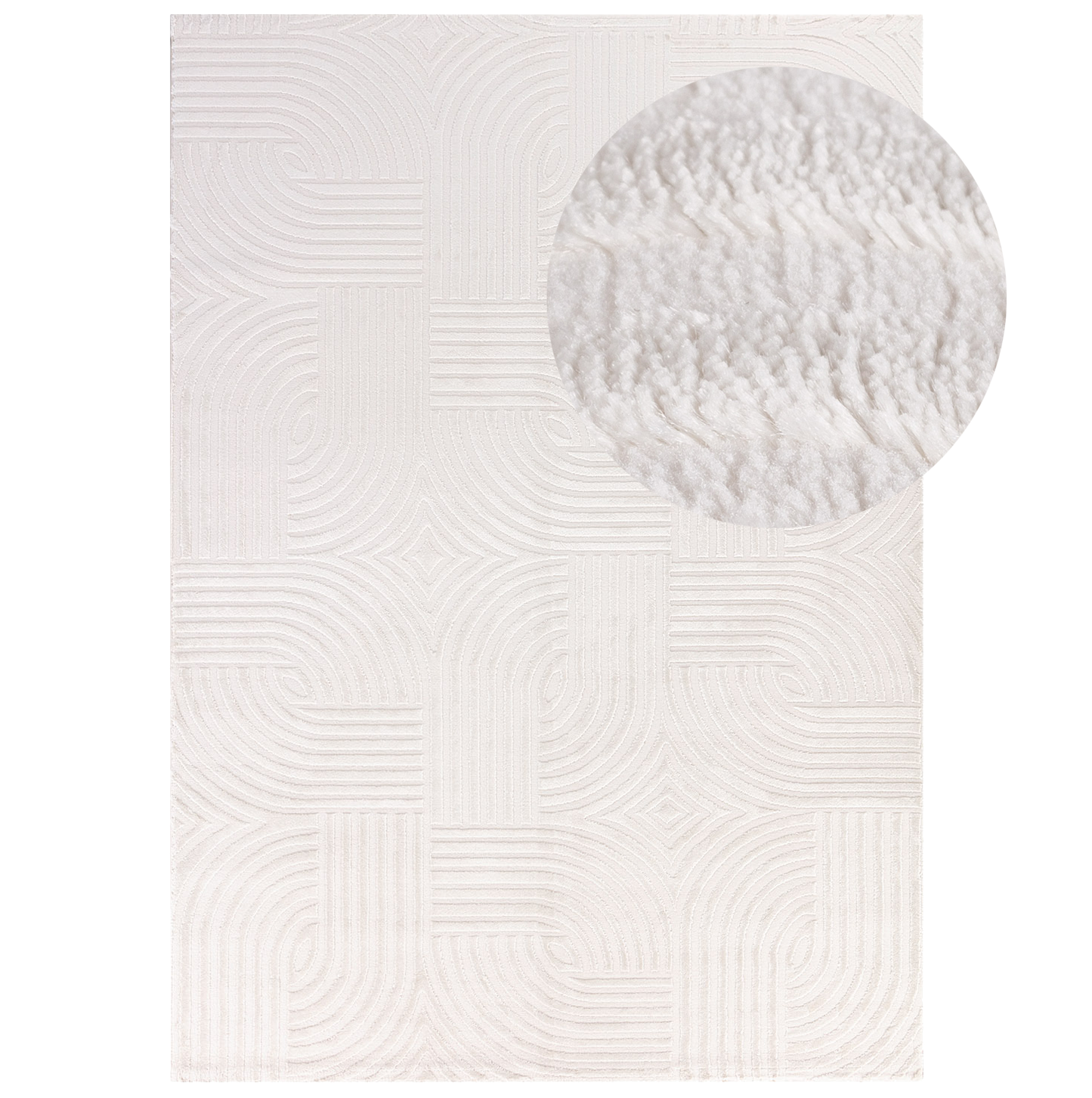 Tapis Ultra Dense Aspect Laine - Seventies Crème