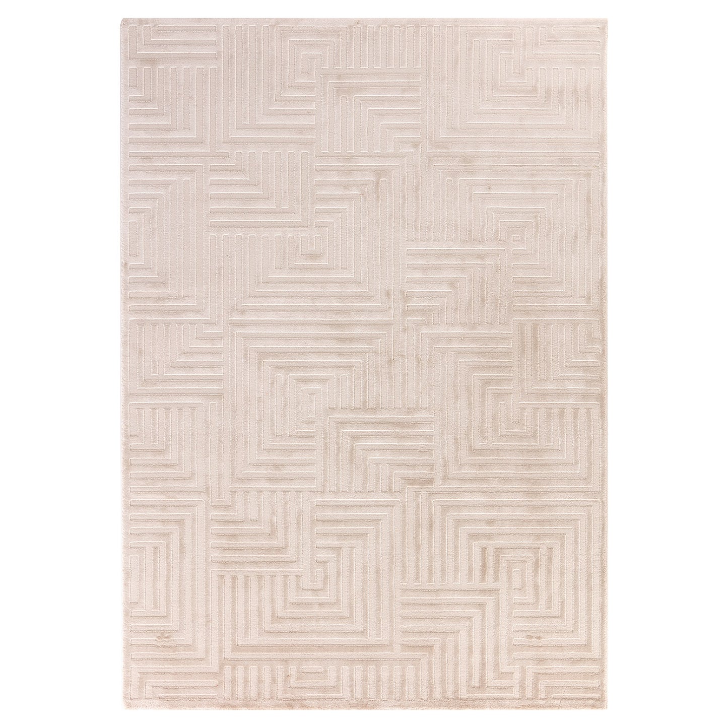 Tapis Aswan laineux à motif en relief - Beige