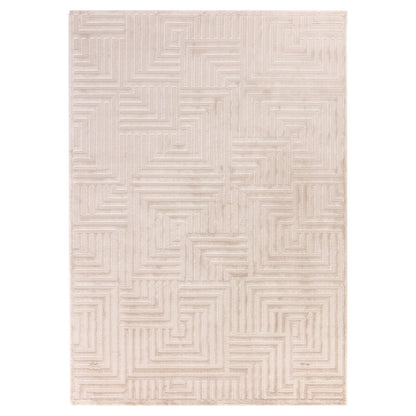 Tapis Aswan laineux à motif en relief - Beige