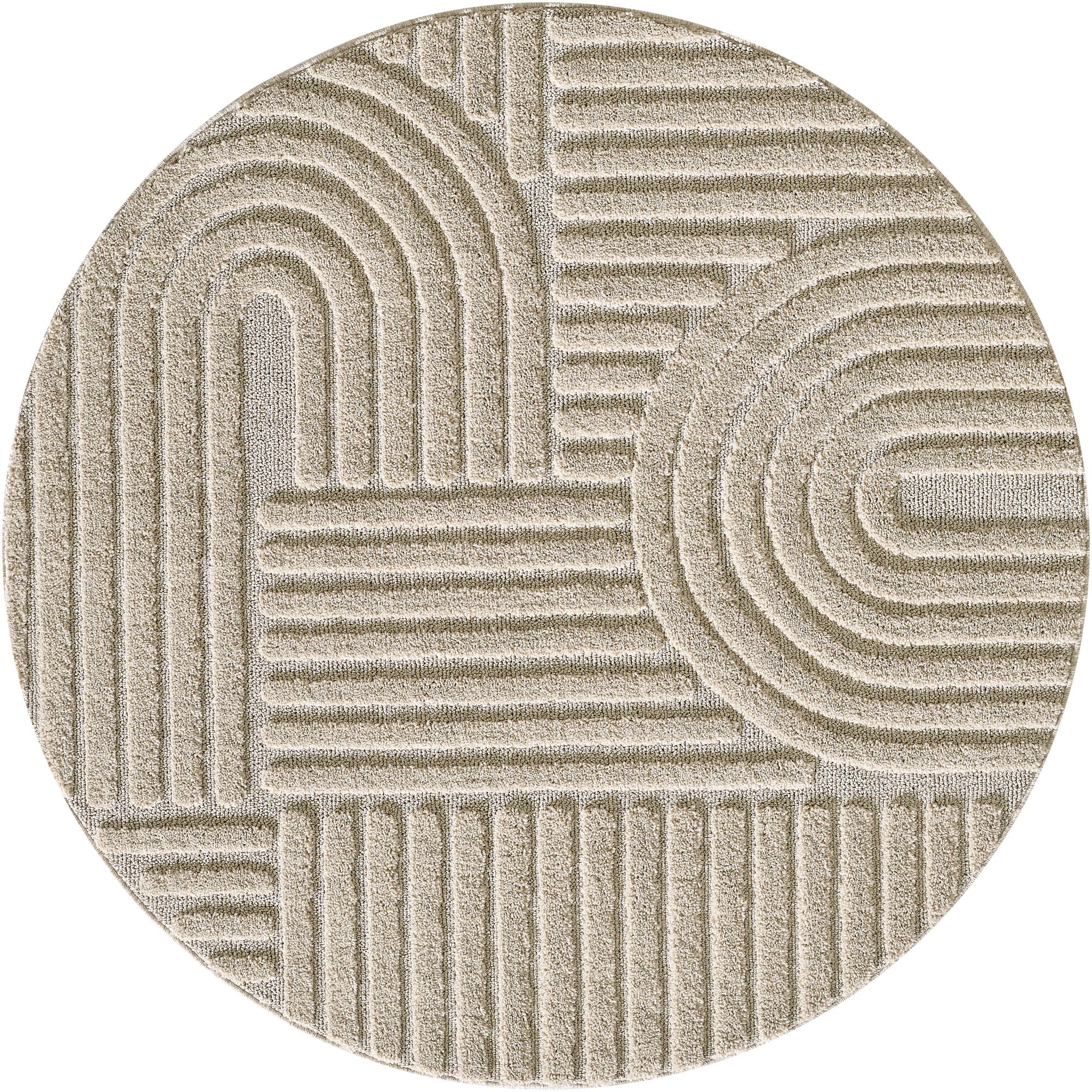 Tapis rond à relief Lena - Beige – STUDIO DECO