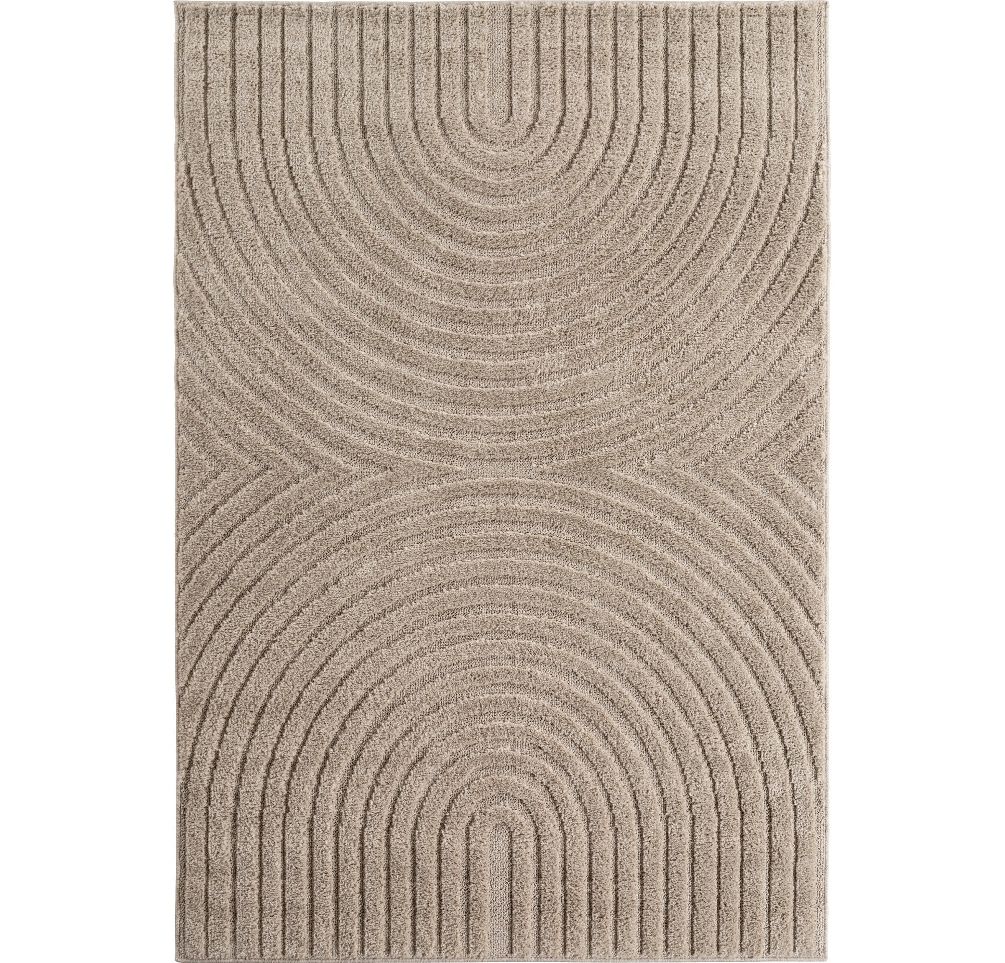 Tapis à motifs en relief Arcs Beige – STUDIO DECO