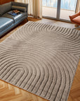 Tapis à motifs en relief Arcs Beige – STUDIO DECO
