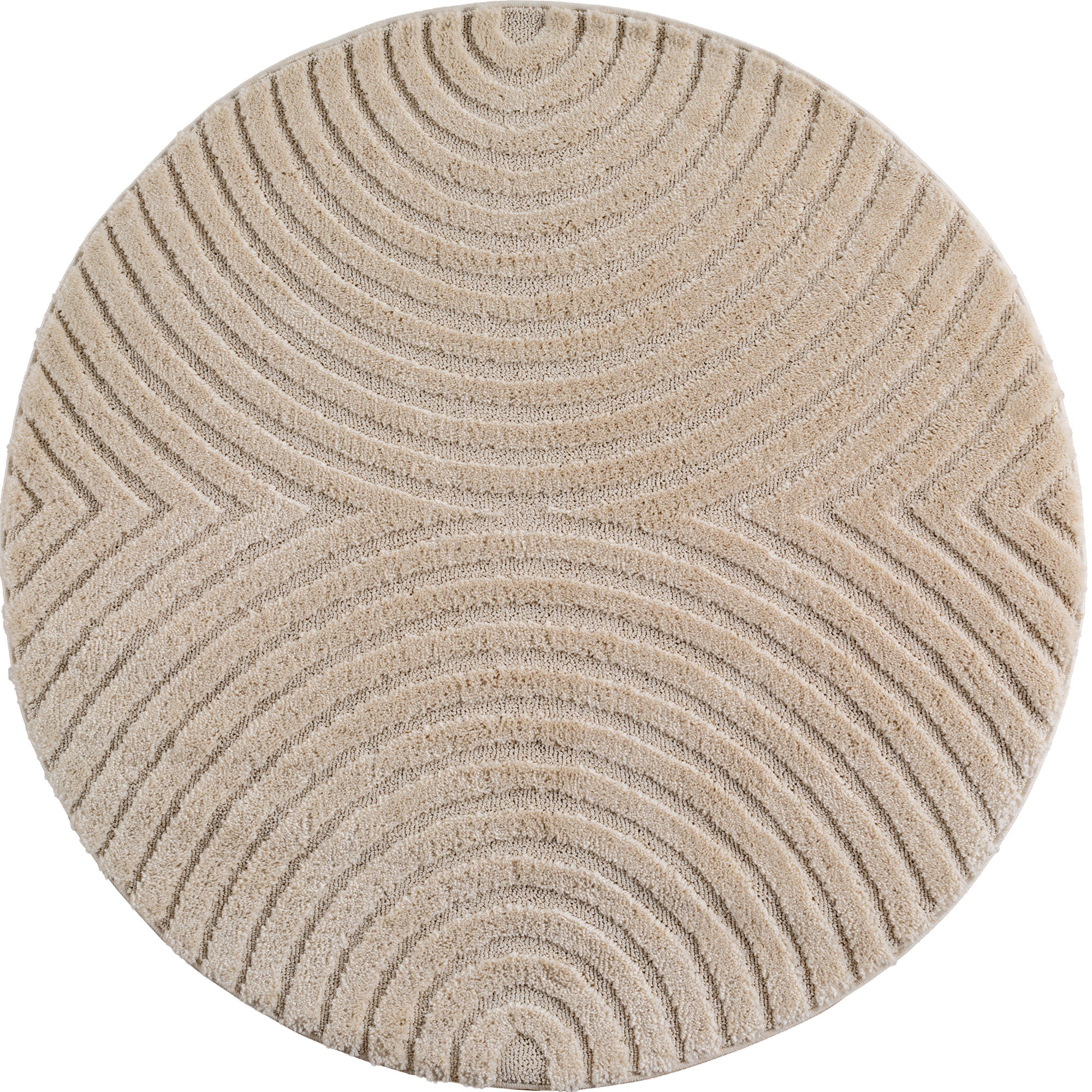 Tapis rond à motifs relief Arcs Beige – STUDIO DECO