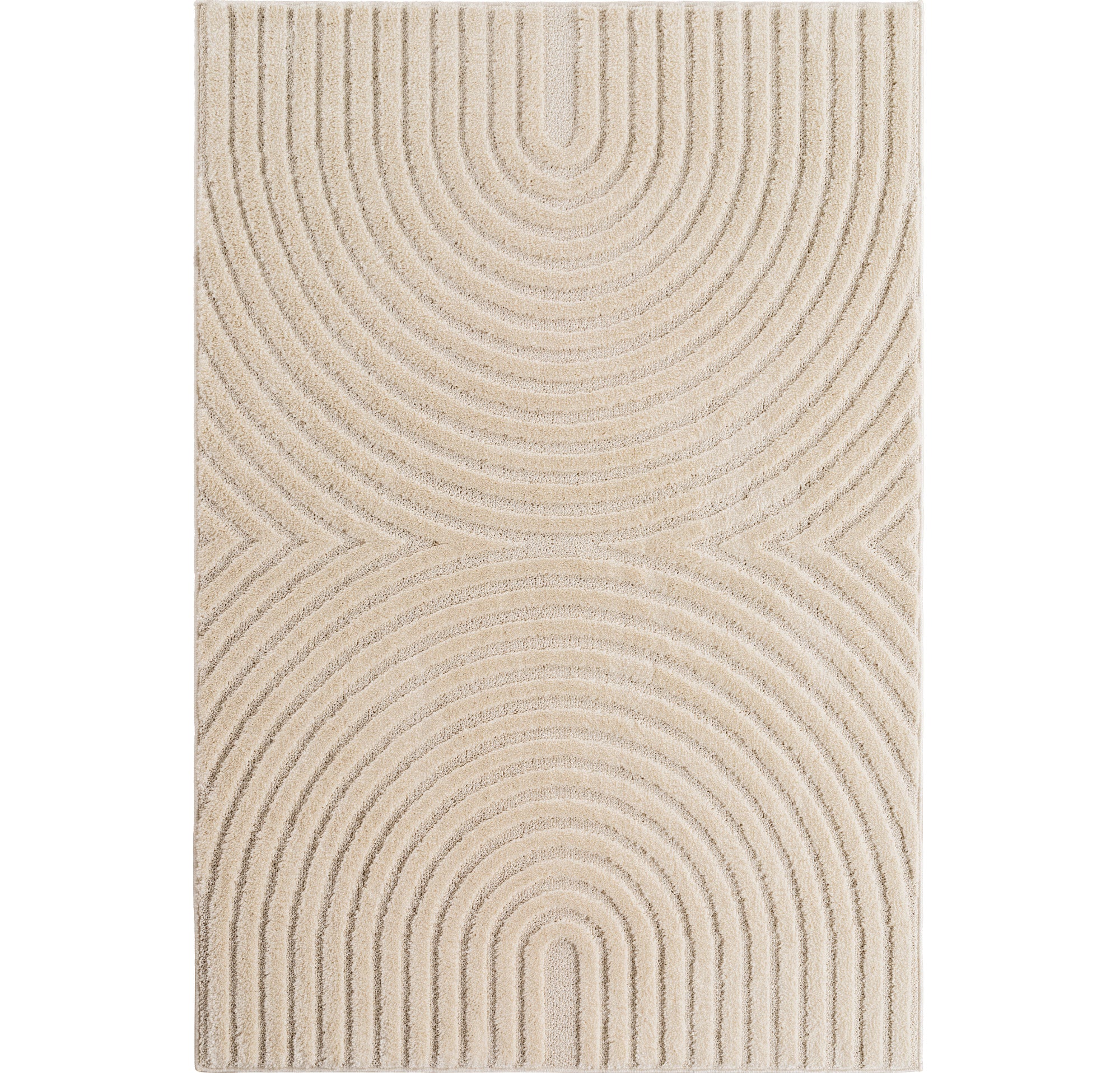 Tapis à motifs en relief Arcs Crème – STUDIO DECO