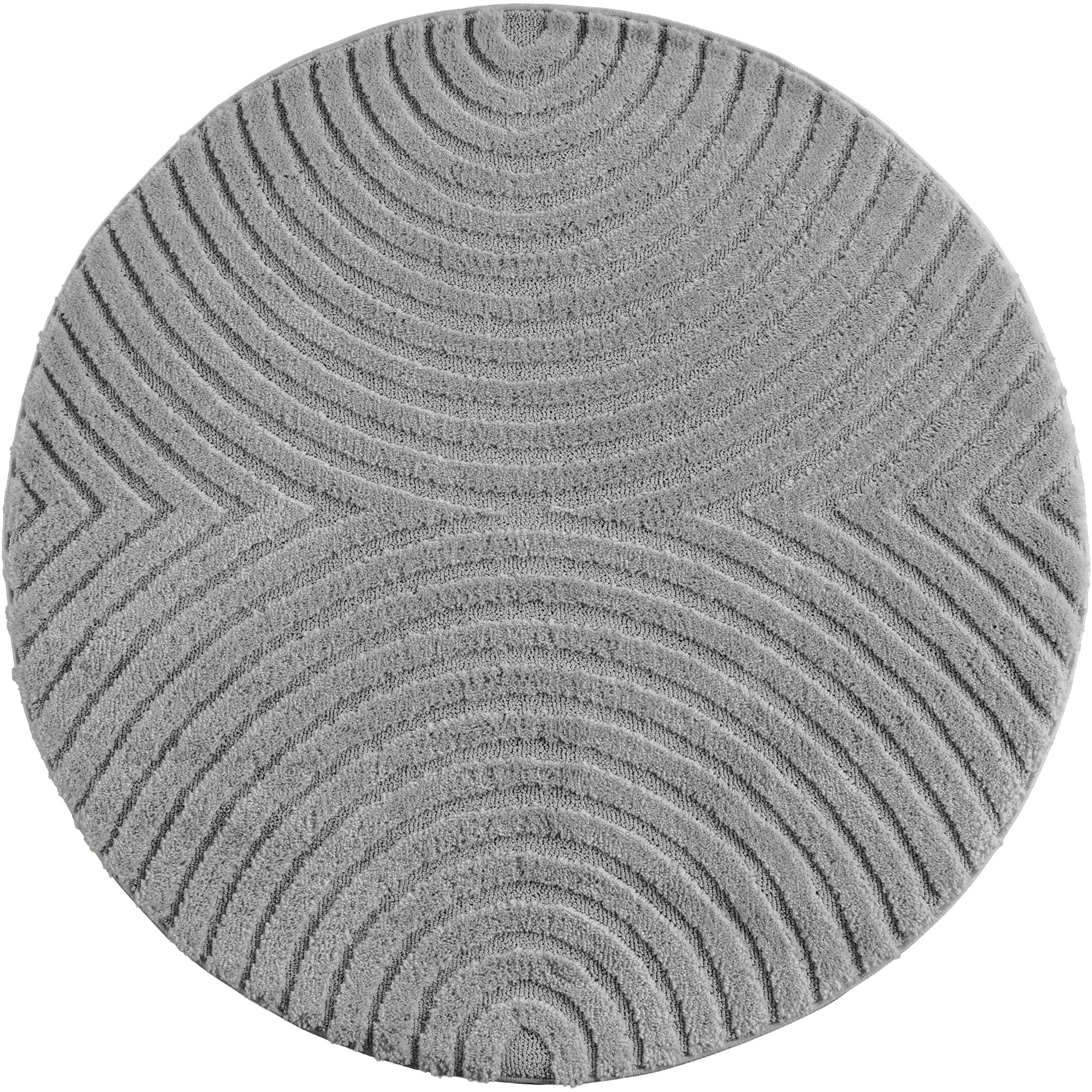 Tapis rond à motifs relief Arcs Gris – STUDIO DECO