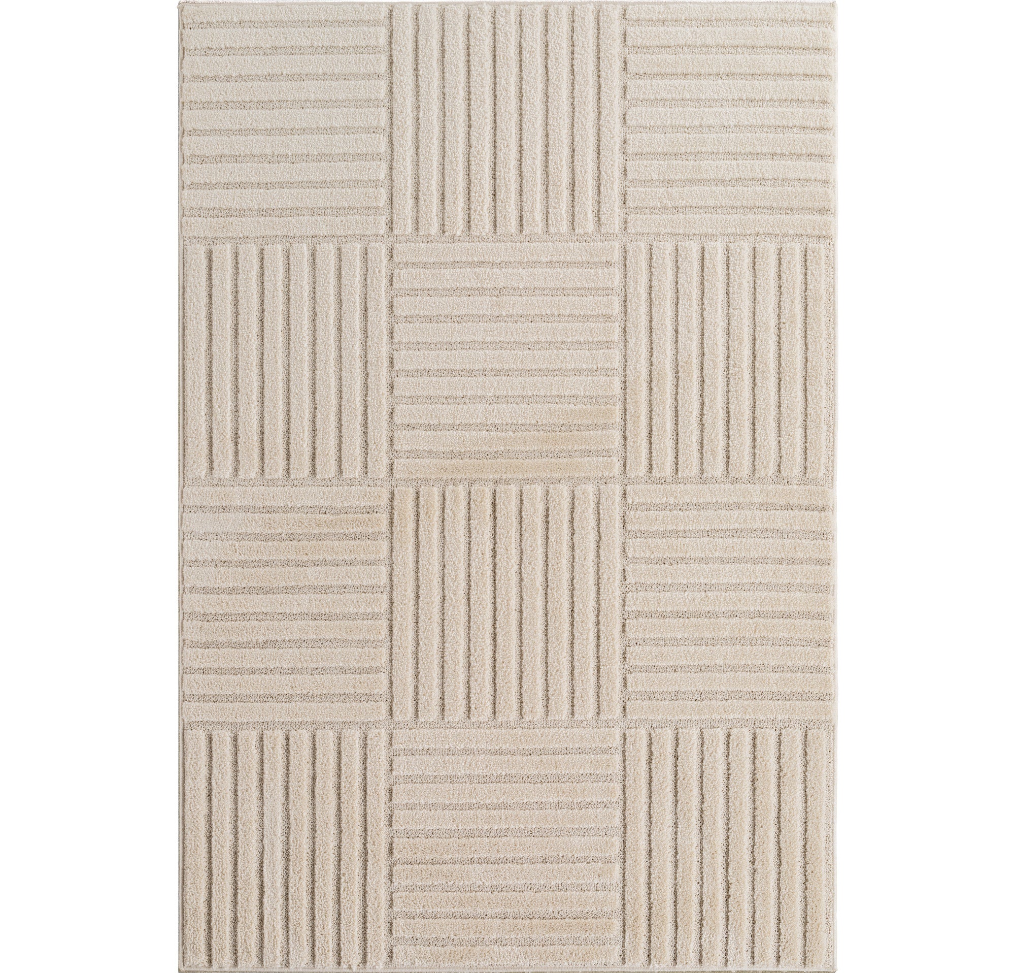 Tapis à motifs en relief Damier Crème – STUDIO DECO