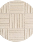 Tapis rond à motifs relief Damier Crème – STUDIO DECO