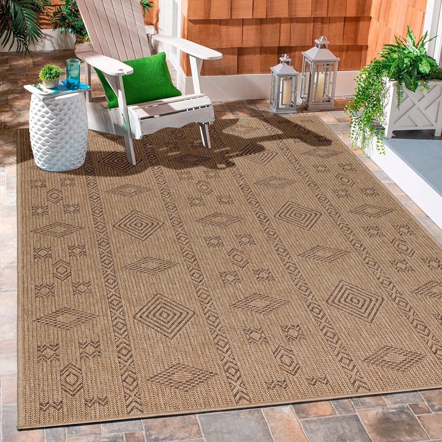 Tapis aspect jute Naturelle Beige et Noir