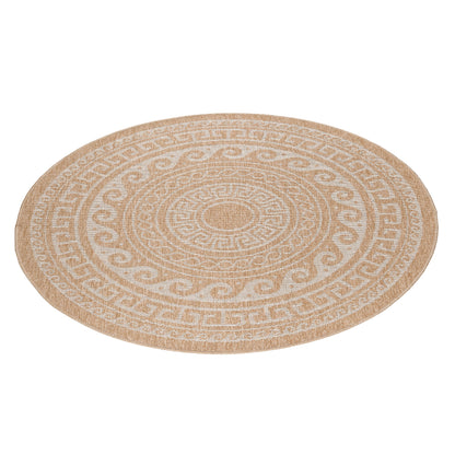 Tapis rond Naturel aspect jute Motif Beige Crème