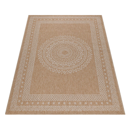 Tapis Naturel aspect jute motifs géométrique Beige et Crème