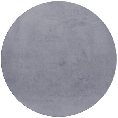 Tapis rond fausse Fourrure toucher doux - Gris