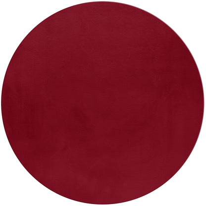 Tapis rond fausse Fourrure toucher doux - Rouge