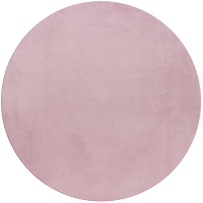 Tapis rond fausse Fourrure toucher doux - Rose