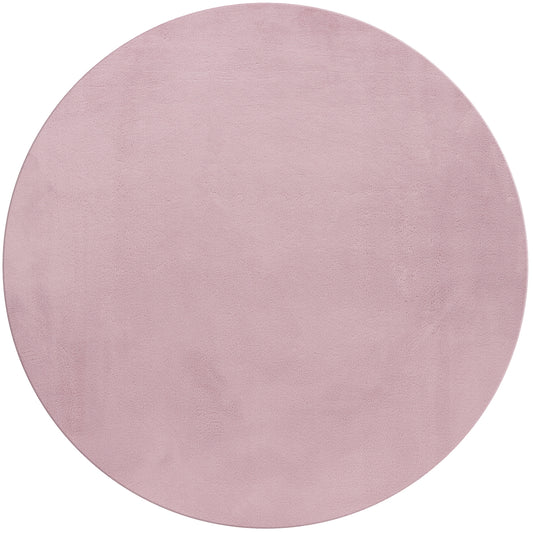 Tapis rond fausse Fourrure toucher doux Rose