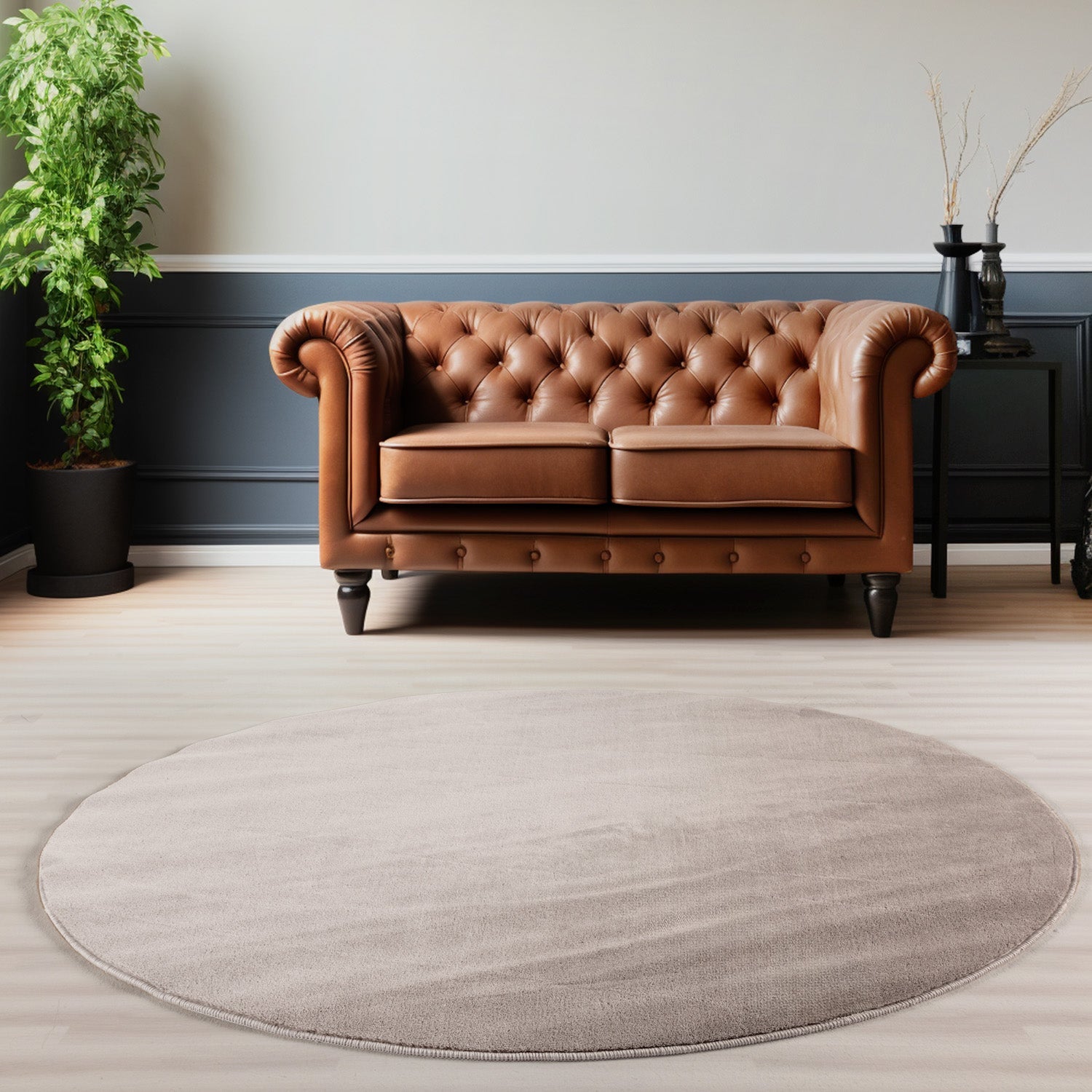 Tapis Rond lavable à poils doux - Beige – STUDIO DECO