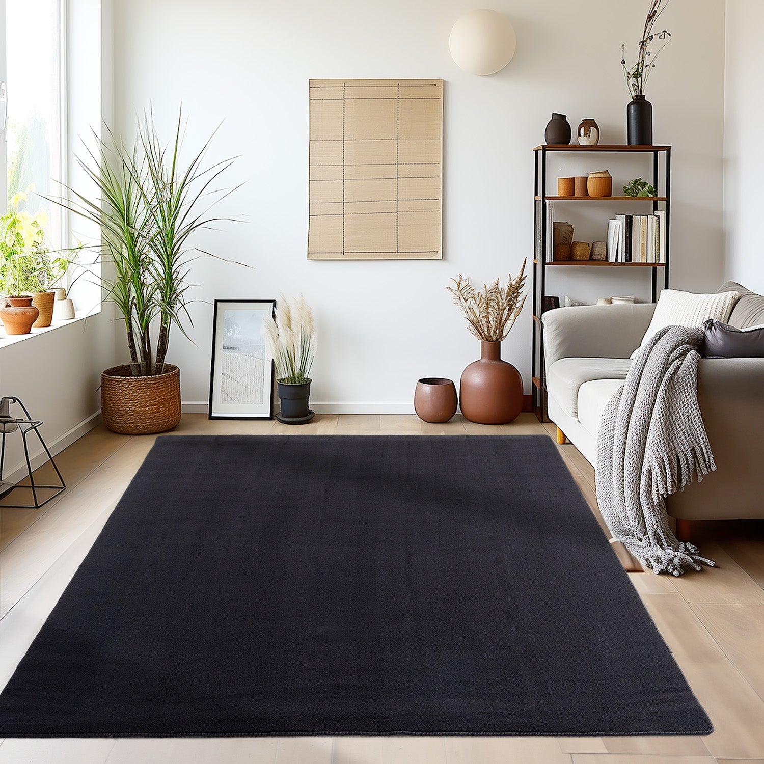 Tapis Lavable à poils doux - Noir – STUDIO DECO