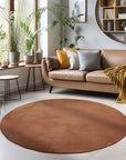 Tapis Rond lavable à poils doux - Marron – STUDIO DECO