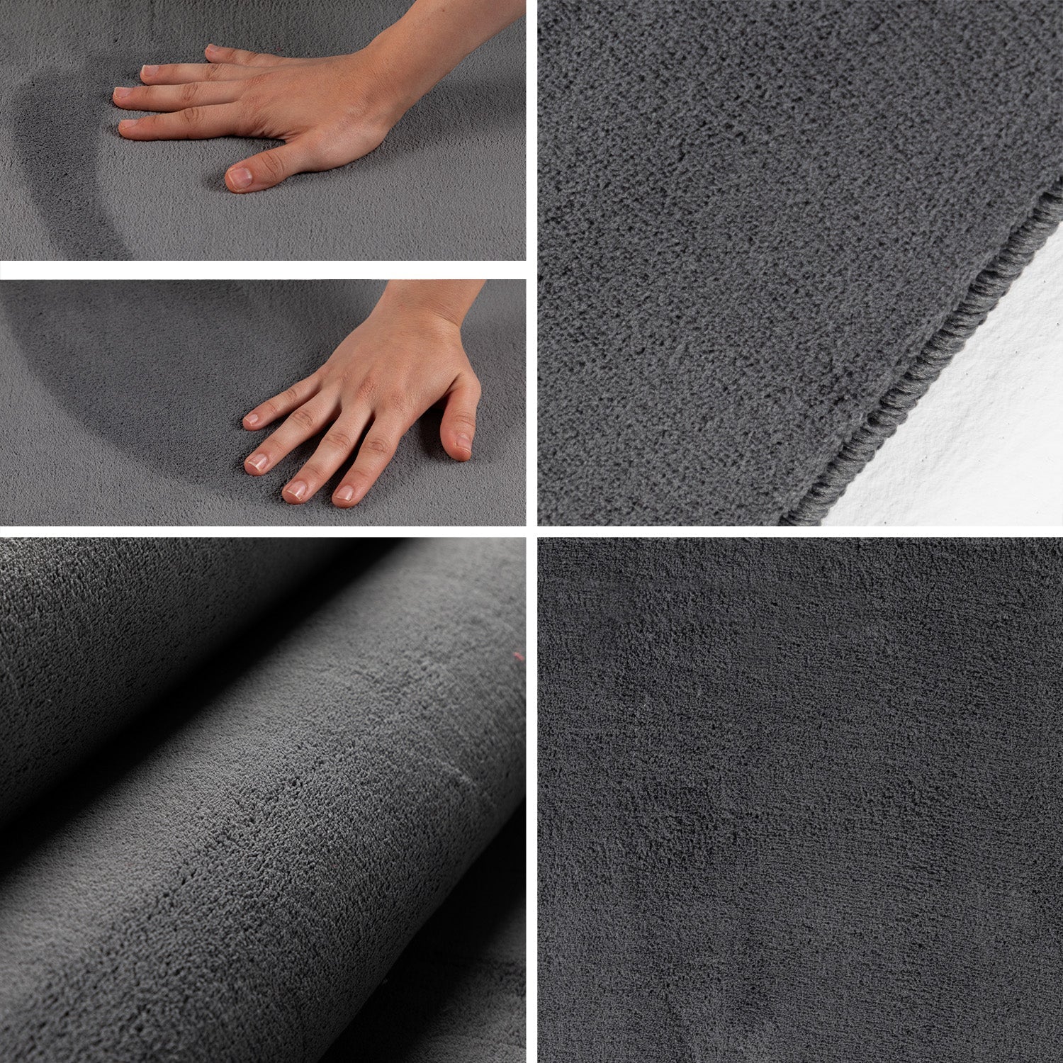 Tapis Rond lavable à poils doux - Gris foncé – STUDIO DECO