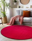 Tapis Rond lavable à poils doux - Rouge – STUDIO DECO