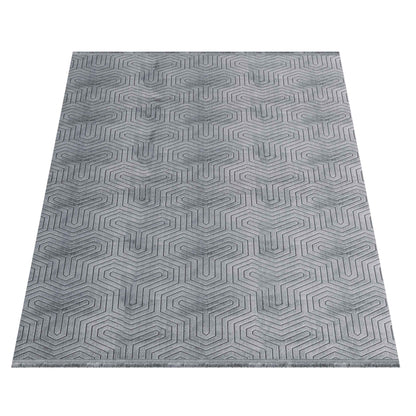 Tapis Aspect Viscose à Relief Géométrique