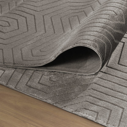 Tapis Aspect Viscose à Relief Géométrique